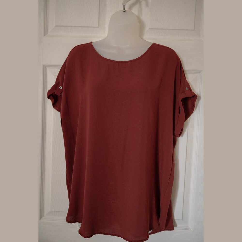 Maurices Burnt Orange Short Sleeved Top 0X XL Oversized Large